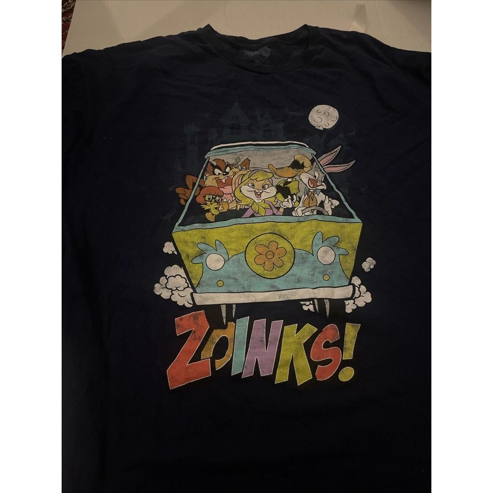 WB Scooby Doo Mystery Machine Zoinks Graphic Print Crew Neck Short‎ Sleeve Blue
